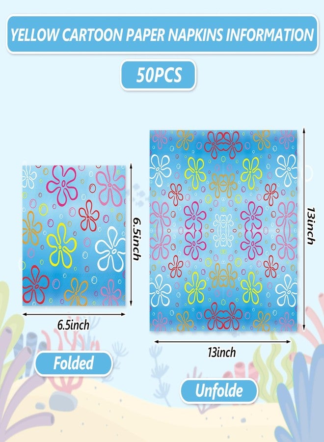 JarThenaAMCS 50Pcs Cartoon Sponge Paper Napkins Colorful Bikini Flower Disposable Napkins Under the Sea Luncheon Dinner Napkin for Cartoon Themed Birthday Party Tableware - Image 2